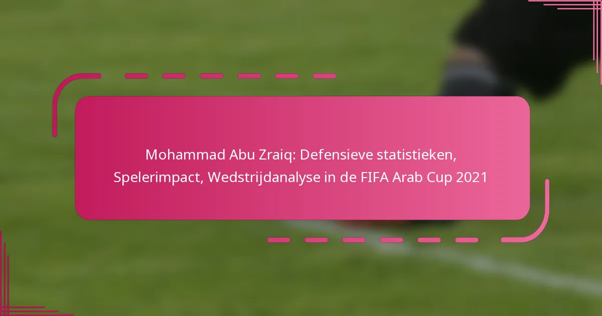 Mohammad Abu Zraiq: Defensieve statistieken, Spelerimpact, Wedstrijdanalyse in de FIFA Arab Cup 2021