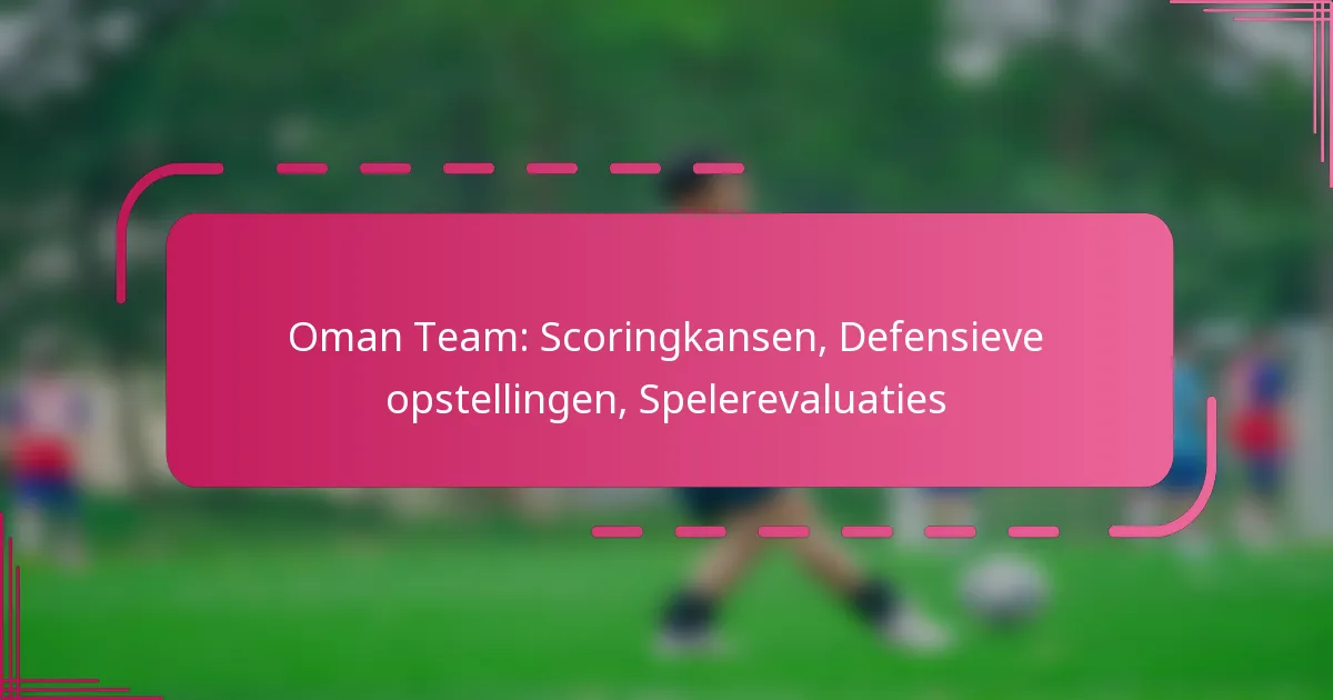 Oman Team: Scoringkansen, Defensieve opstellingen, Spelerevaluaties