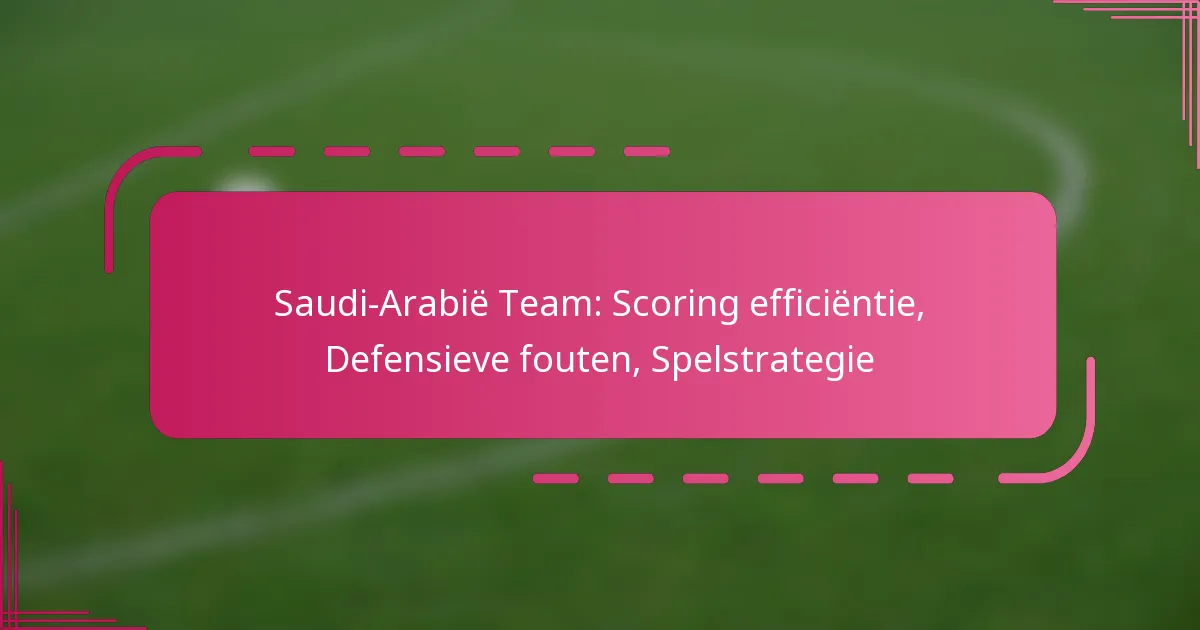 Saudi-Arabië Team: Scoring efficiëntie, Defensieve fouten, Spelstrategie