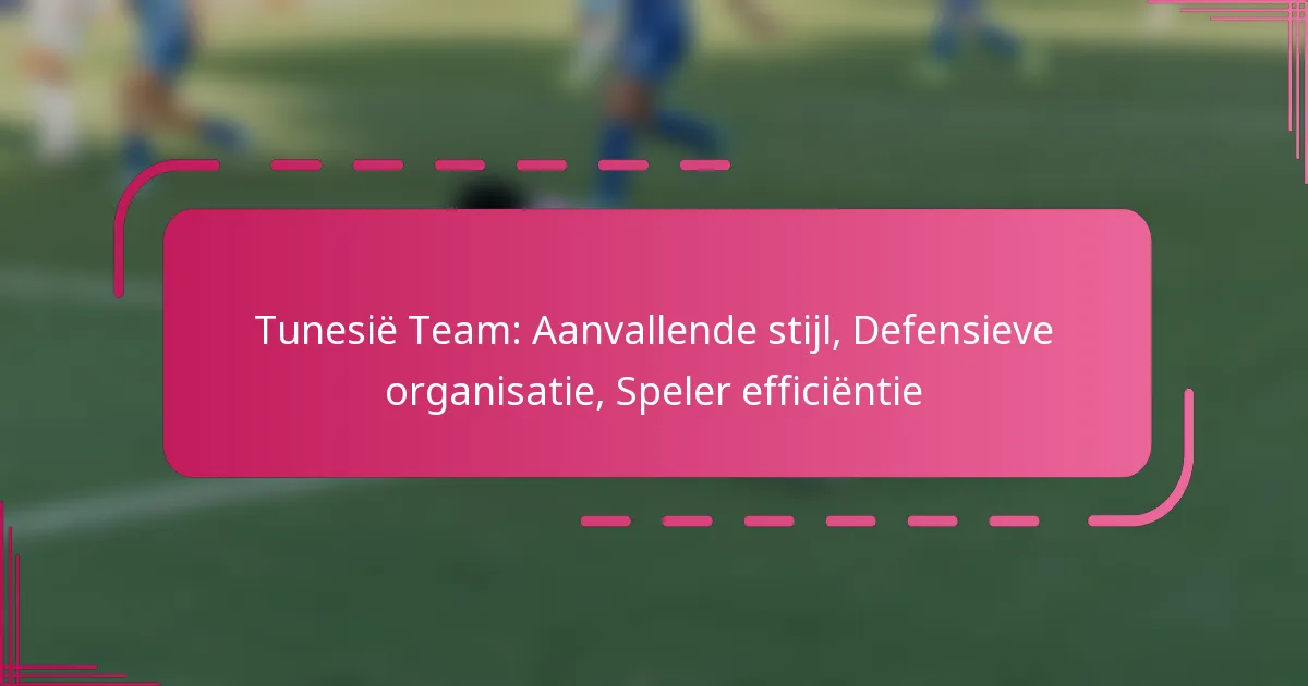 Tunesië Team: Aanvallende stijl, Defensieve organisatie, Speler efficiëntie