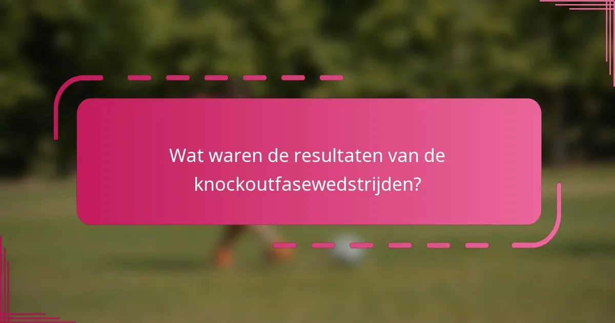 Wat waren de resultaten van de knockoutfasewedstrijden?